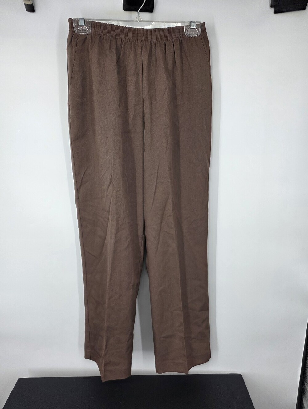 Alfred Dunner Pants 10P Brown Elastic Waist Poly Blend Grandmacore Petite